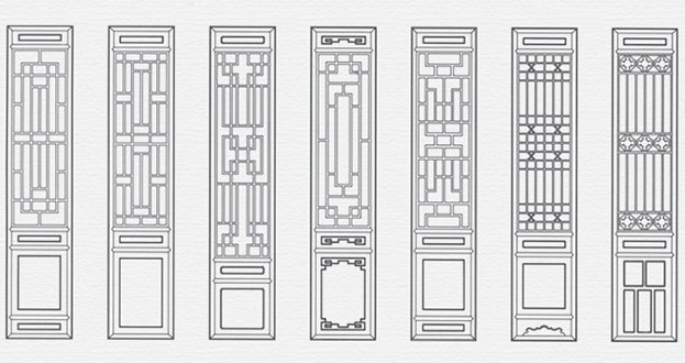 景泰常用中式仿古花窗图案隔断设计图